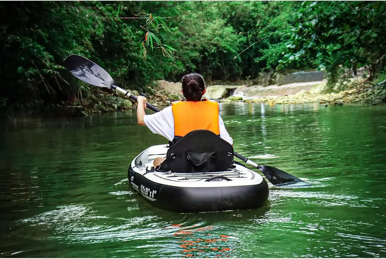 10.2 × 35 بوصة × 8 بوصة كاياك قابل للنفخ مع مقعد، مجموعة SUP-Kayak تتضمن مضخة يدوية/جذيفة ألومنيوم/حقيبة ظهر، قارب لـ