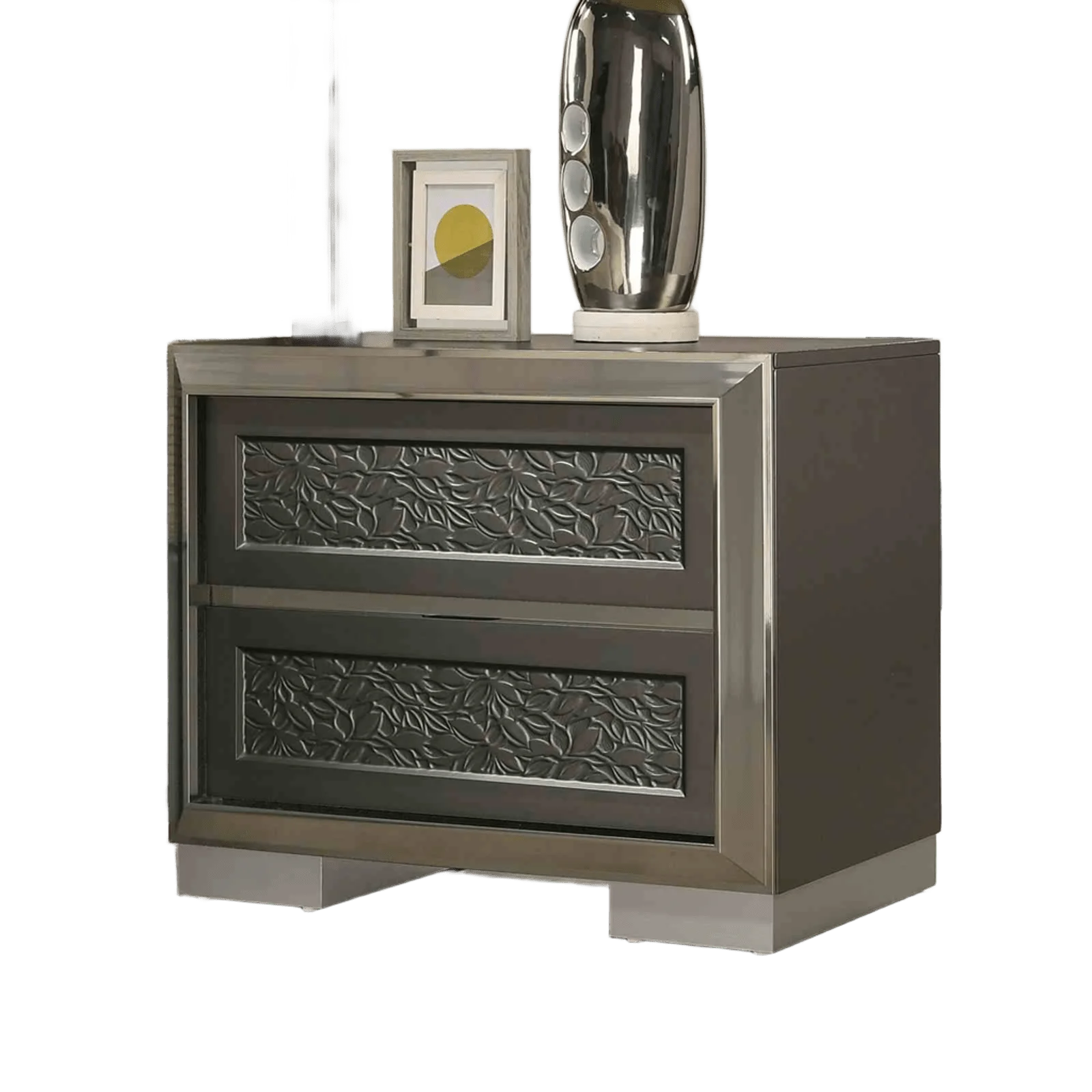 #Luxury  Wood Gold Capped 2-Drawer Apartment Bedroom Nightstand Coffee TV Bedside Table Furniture