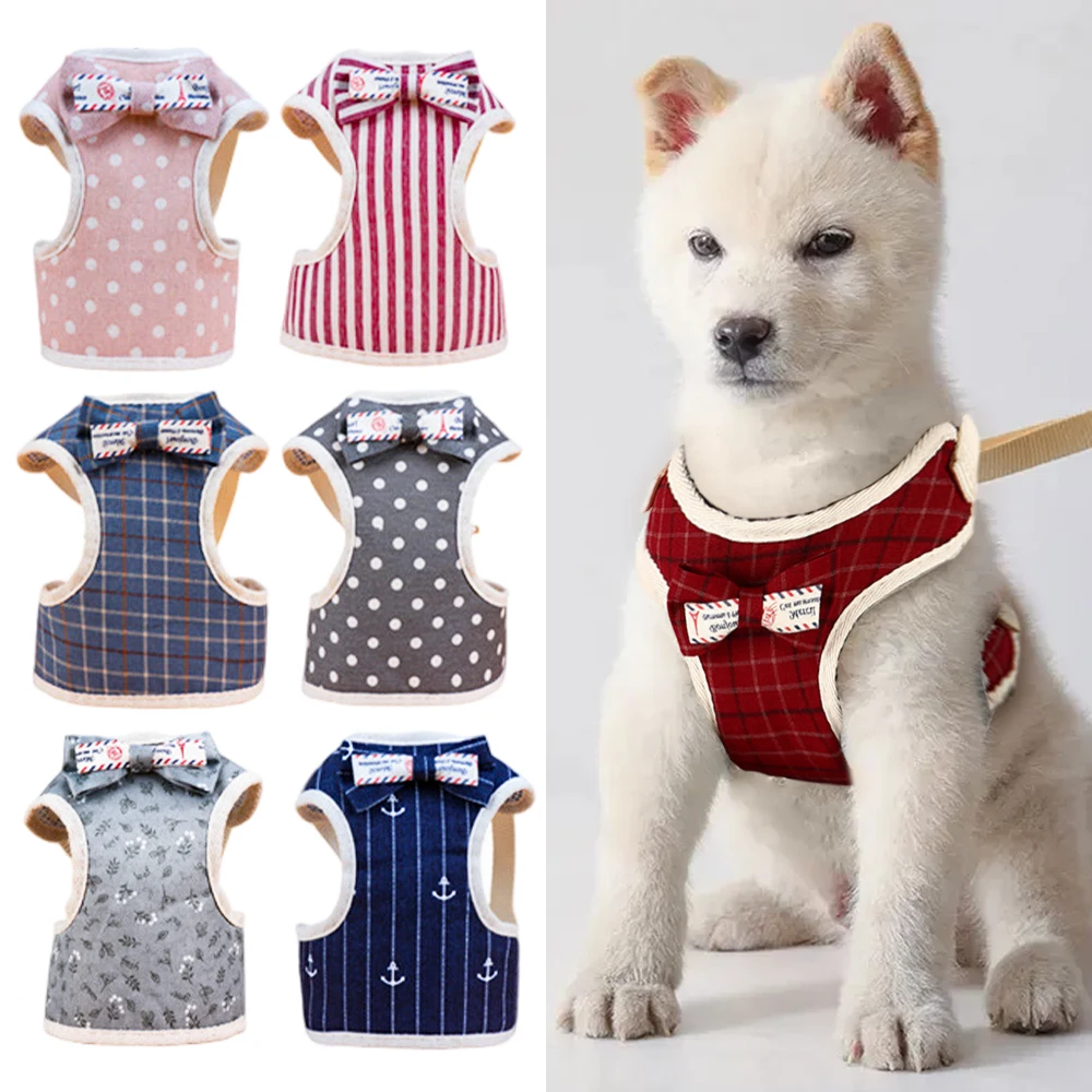 

Adjustable Dog Leash Breathable Anti-Escape Pet Vest Bow Evening Dress Cat Dog Harness Kitten Puppy Leash Set Outdoor Walking