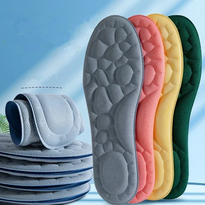5D Memory Foam Insoles for Men Outdoor Running Sports Shoe Sole Shock Absorption Plantar Fasciitis Pad Foot Comfort