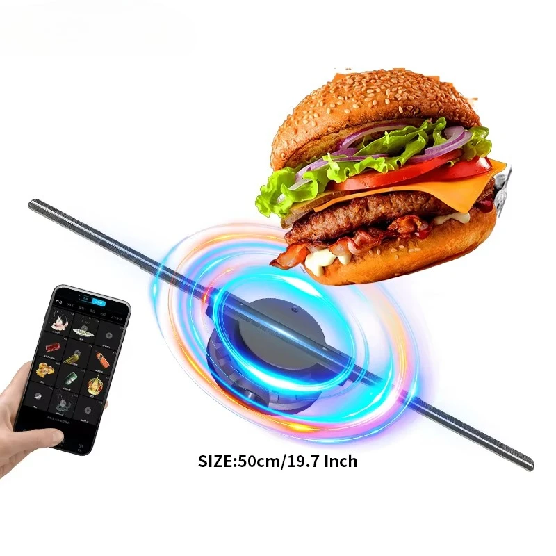 

Wi-Fi соединение 50 см рекламная машина 3D рекламный дисплей излучающий диодный вентилятор воздушный подвесной голый глаз стерео 3D вентилятор голограмма