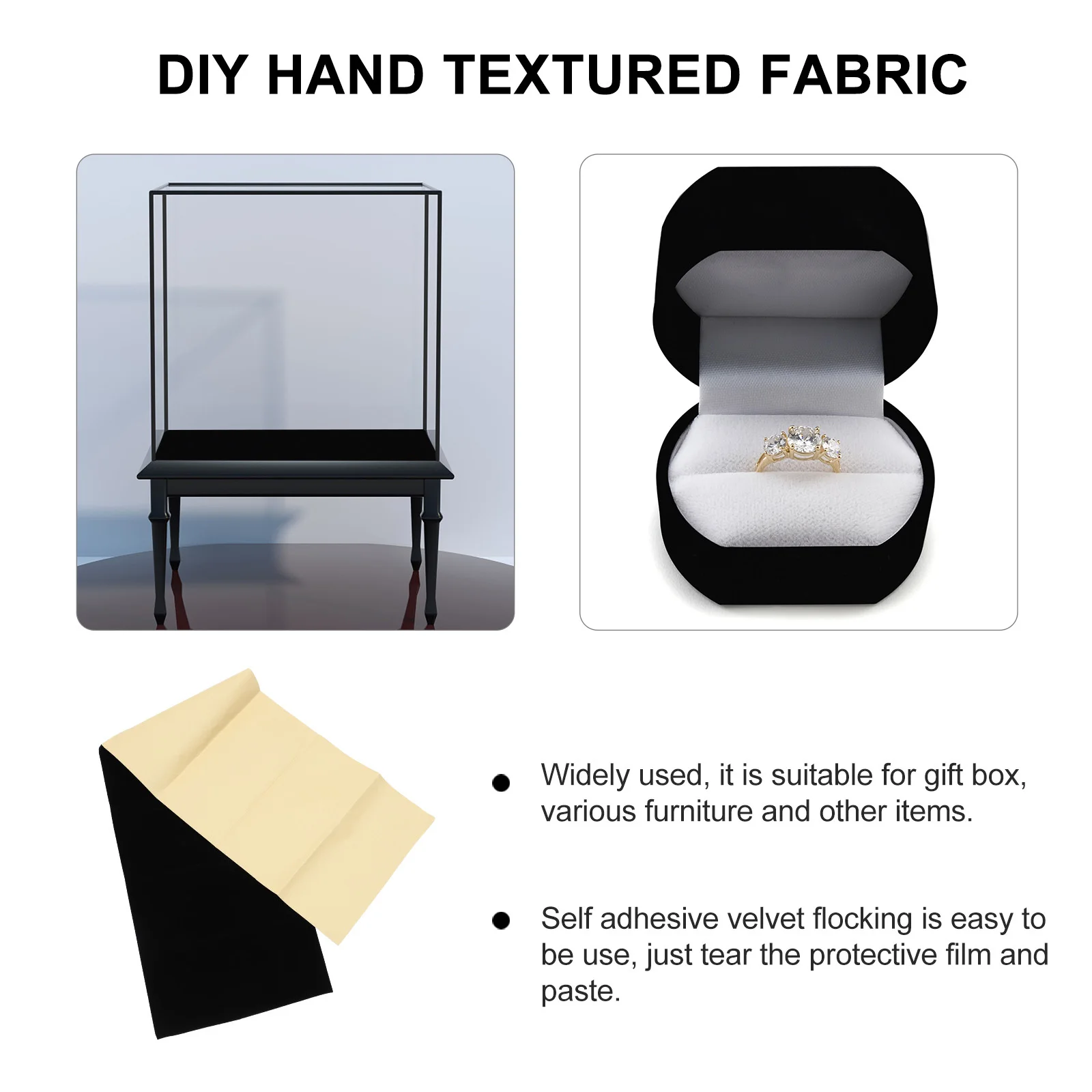 

1Pcs Self Adhesive Jewelry Box Liner Premium Flocking Cloth Fabric Soft Smooth Felt Sheet for DIY Crafts Furniture Coaster