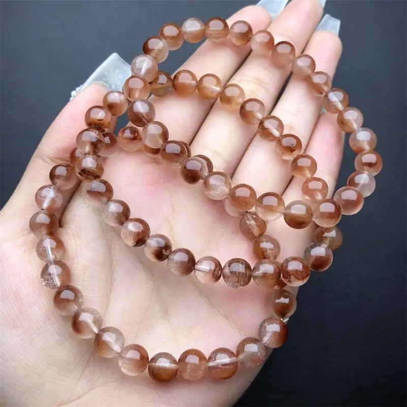 8MM Natural Red Rabbit Hair Quartz Bracelet Quartz Crystal Yoga Reiki Healing Stretch Bangles Female 1PCS