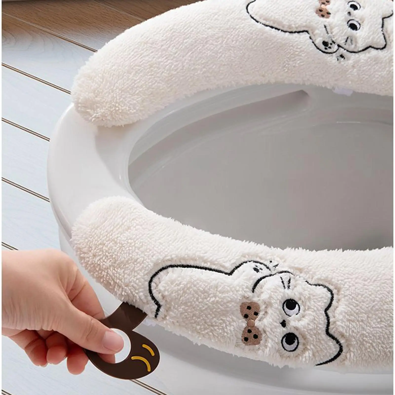 1 Para Miękkich, Ciepłych, Zmywalnych Nakładek na Sedes z Klejem, Pluszowe Podkładki Ocieplające na Sedes do Łazienki na Zimę, na Zimną Pogodę, do Domu, Kampera