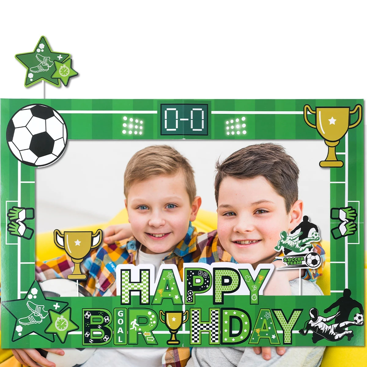 Football Theme Photo Booth Props for Boys Happy Birthday Party Decor Photobooth Props Frame Handheld Baby Shower Birthday Decor