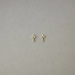 925 Sterling Silver Plated 14k Gold Stud Earrings Cute Simple Microset Zircon Key Earrings for Women Student All-match Jewelry
