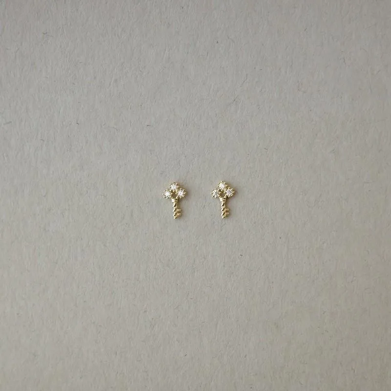 925 Sterling Silver Plated 14k Gold Kolczyki sztyfty Śliczne proste kolczyki z cyrkoniami Microset dla kobiet Biżuteria studencka na wszystkie mecze