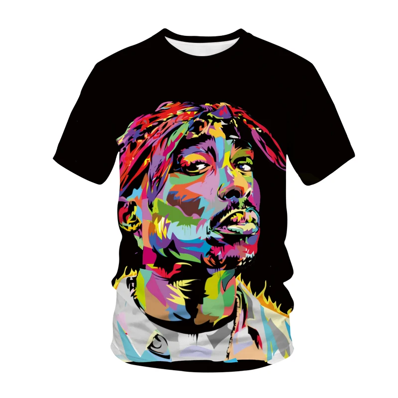 Rapper Tupac 2pac 3D Print Summer Fashion Men\'s T-shirt  Clothing Casual Short Sleeve T-shirt for Cool Men Tops Tees Clothes