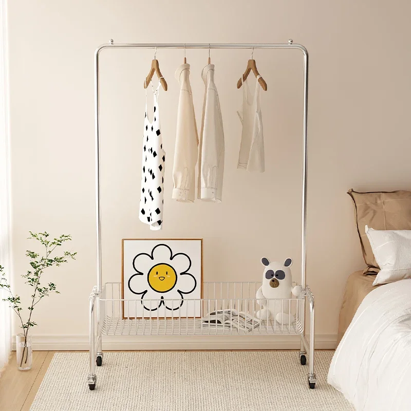 

Hanger bedroom floor ins wind household mobile clothes drying bedroom storage