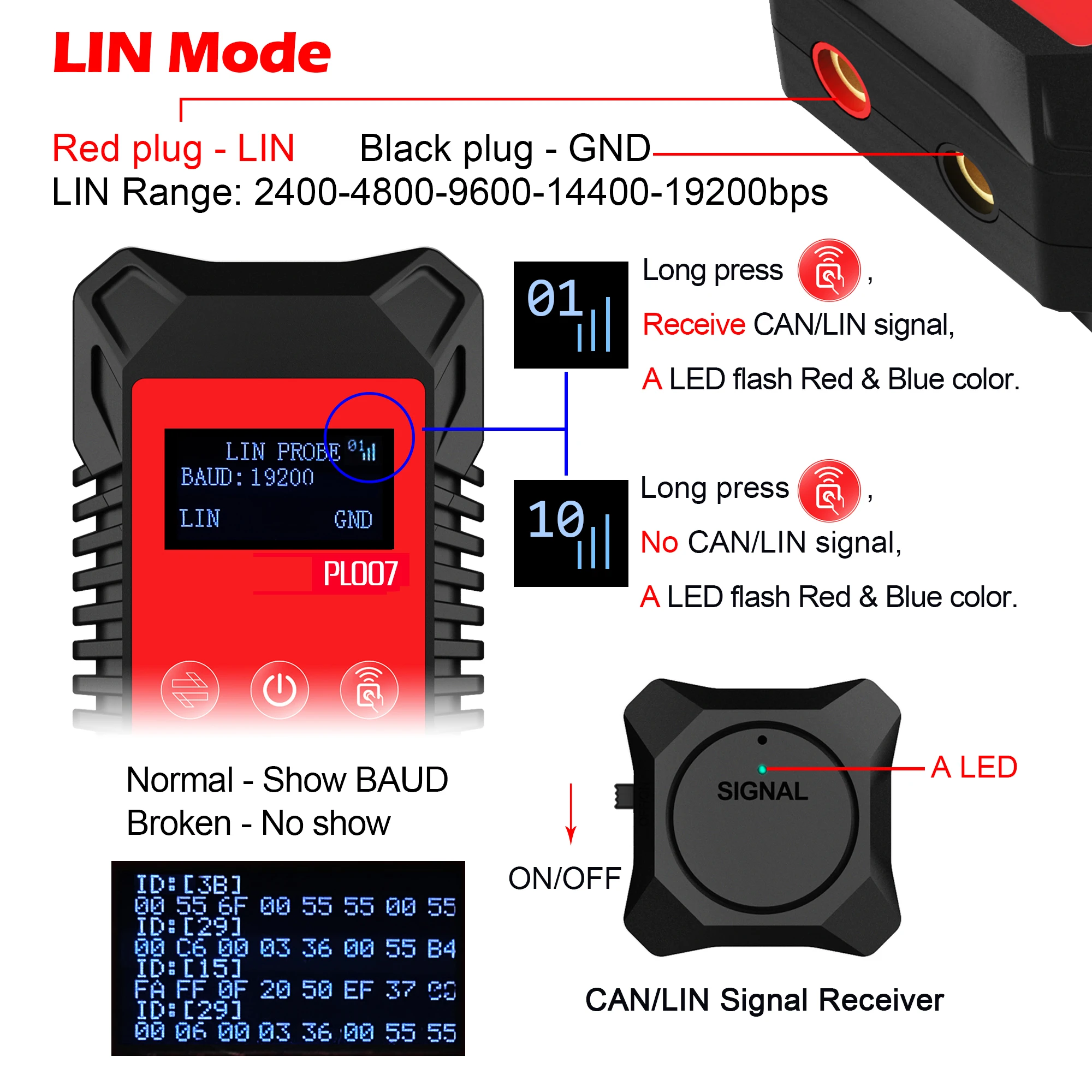 PL007 PRO 3.0 CAN BUS Tester mit Wireless-Signalempfänger, LIN BUS Analyzer & PWM-Signal Detektor für Kfz-Diagnose – Detail 8