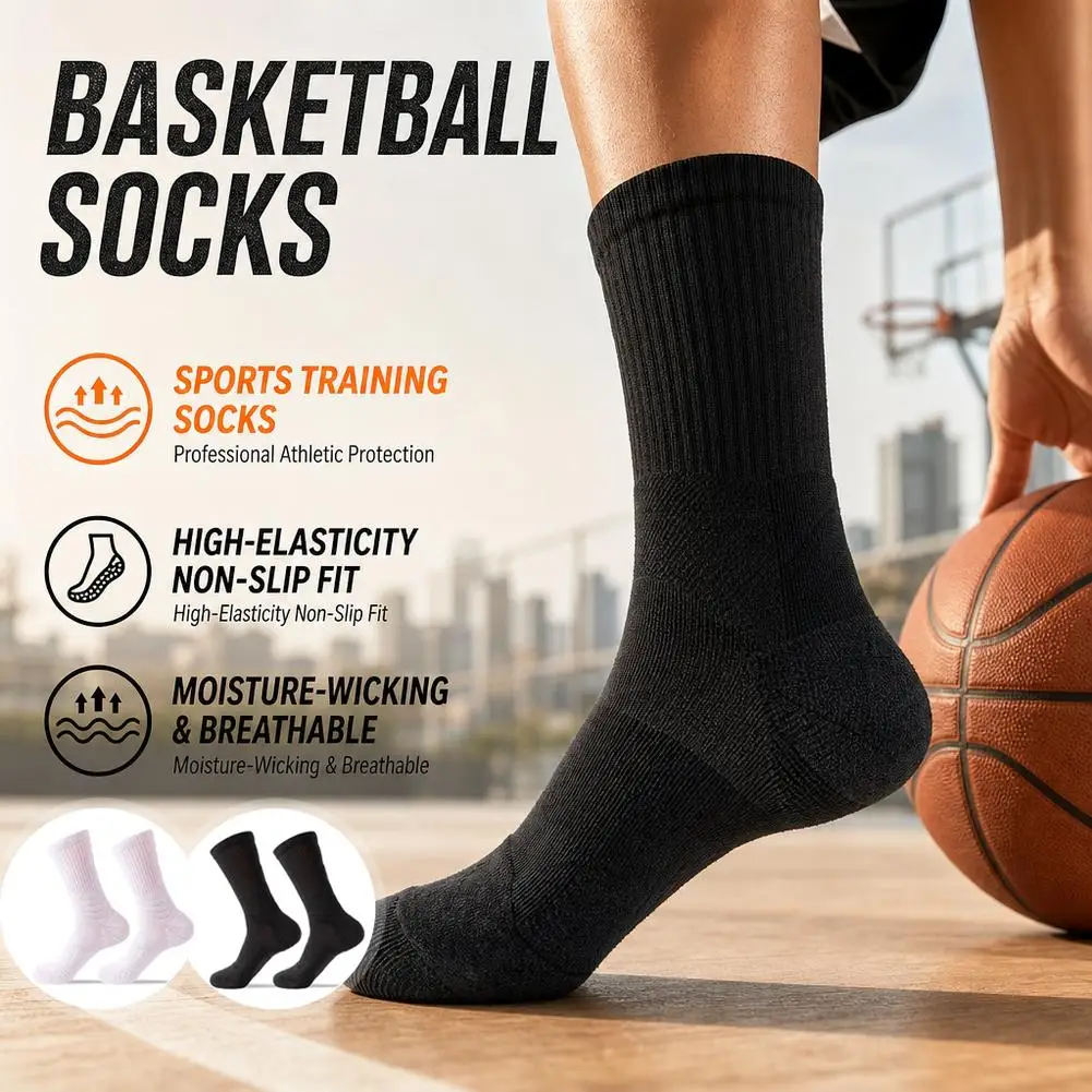 2/6/10 Pairs Neutral Solid Color Round Neck Socks Spring Summer Sweat Absorbing Breathable Comfortable All-season Sports Socks
