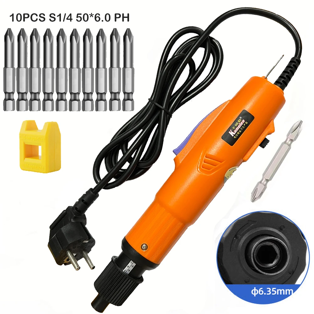 

220V Industrial Electric Screwdriver with 10PCS 50*6.0mm Bits Electric Screwdriver 1500RPM Renovation Team Workshop Repair Tool