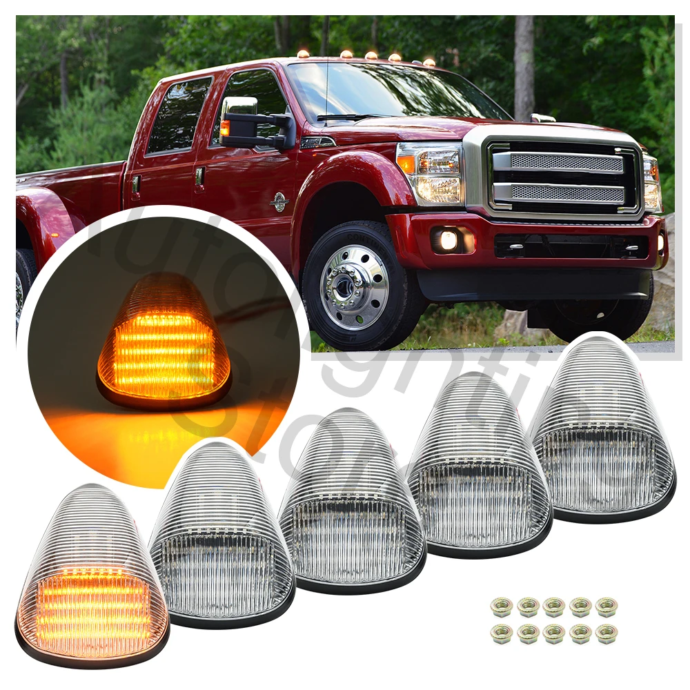 5pcs LED Front Cab Roof Marker Lamp For Ford F-250 350 450 550 Super Duty 1999-2016 F650 E250 350 450 Top Clearance running lamp