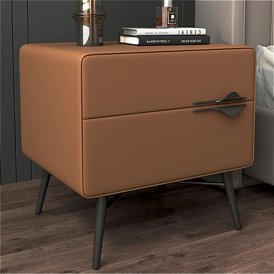 

Nightstands solid wood Simplicity Bedroom Bedside Table Italian style leather Side Bed Tables mesitas de noche Home Furniture