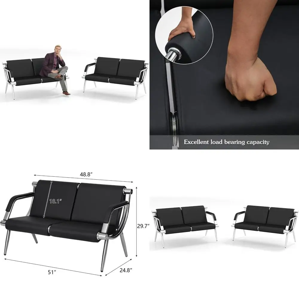 

Two-Seat Office Waiting Room Chairs for Guest Reception in Salons, Barbershops, Airports, Banks, and Halls