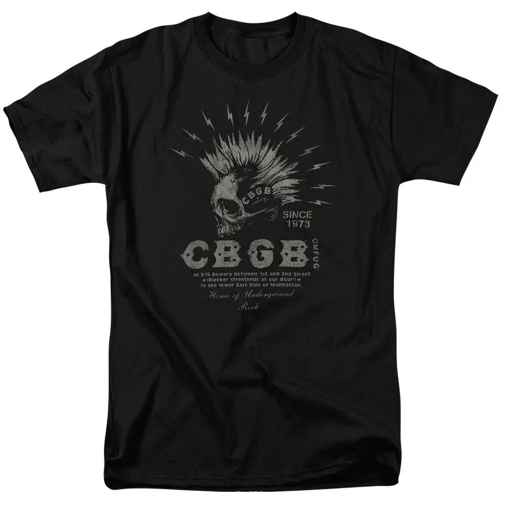 CBGB OMFUG Electric Skull T Shirt Home Of Underground Rock Tee Black