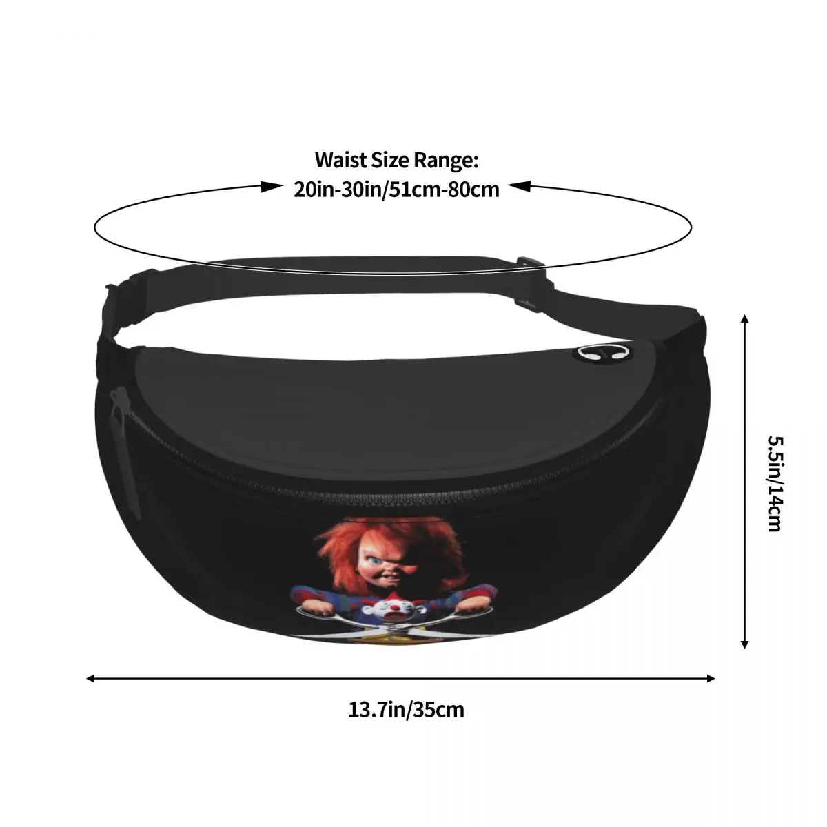 Horror Killer Chucky Fanny Pack pour hommes et femmes, sac à bandoulière, sac de taille cool, jeu d'enfant, film, cyclisme, camping, téléphone, poudres d'argent