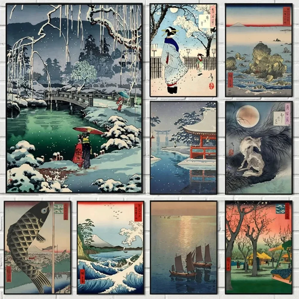 1pc frameless Canvas Painting Japanese Landscape Ukiyo-e Kawase Hasui Artworks Art Poster Vintage Canvas Painting Wall Print Pic