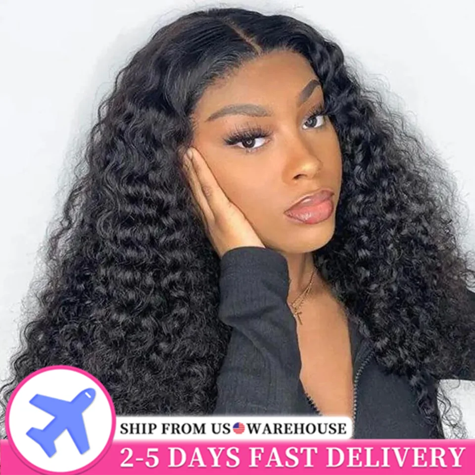 200% Glueless Human Wigs Ready to Go Deep Wave Frontal Wig 5x5/4x6 Wear And Go Lace Closure Curly Human Hair Wig PrePlucked