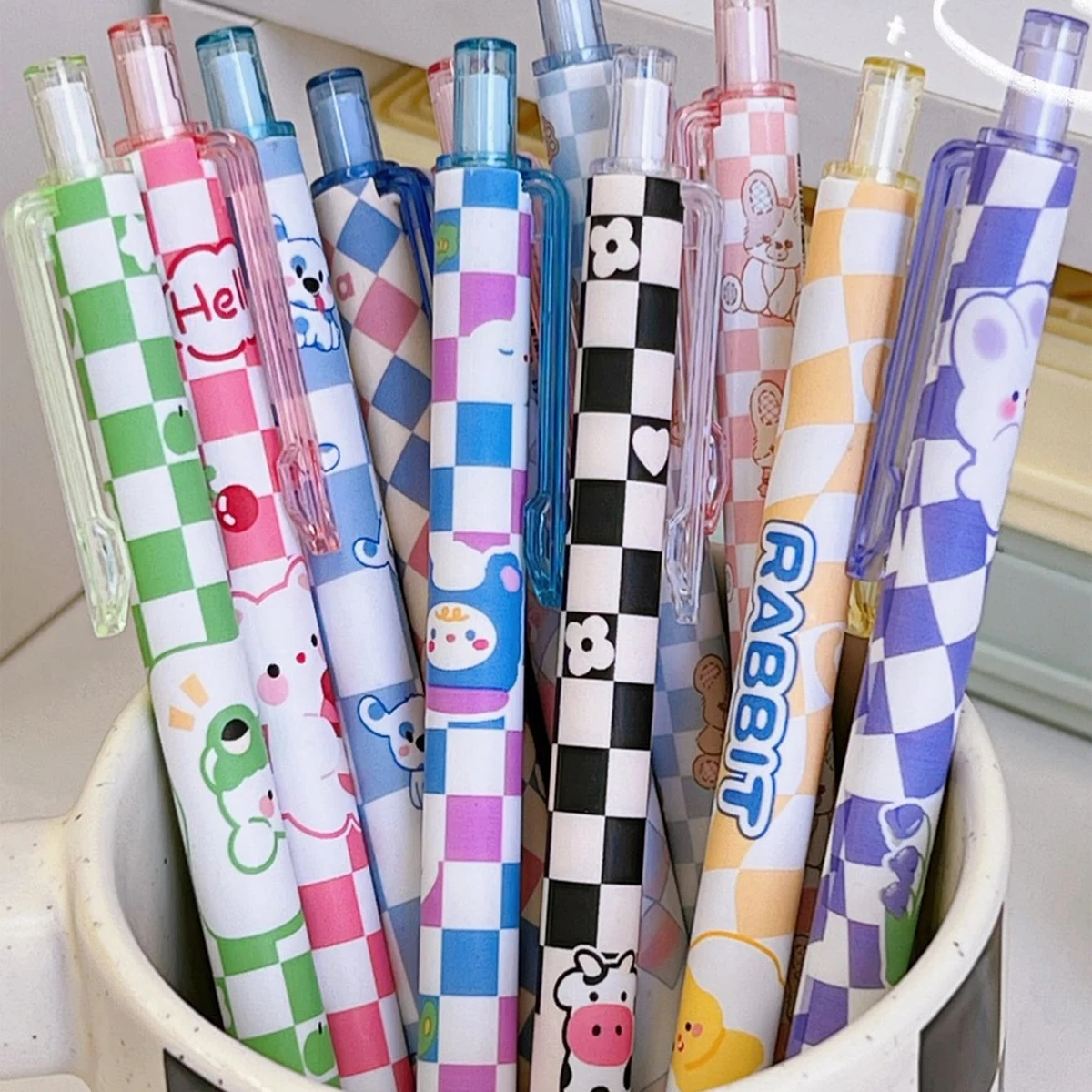 6 Pack Retractable Gel Pens, Multi-color Animal Printed 0.5mm Fine Tip Pens, Smooth Writing Ink for Journaling, Office & Daily W