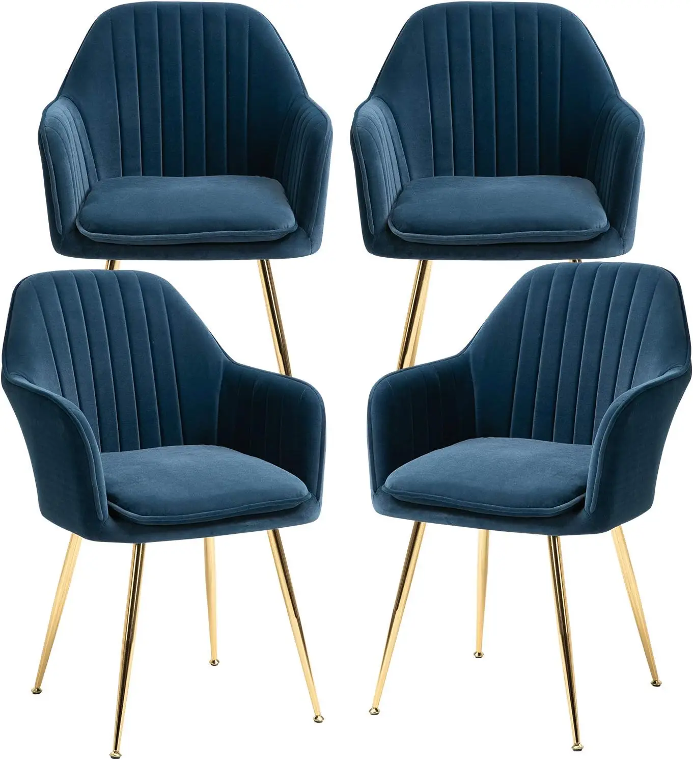 

Современные стулья-подлокотники AVAWING для гостиной, набор из 4 предметов, бархатные мягкие сиденья Среднего века для гостей клуба с золотыми ножками,