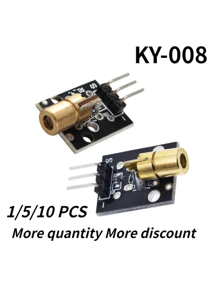 1-10 sztuk KY-008 650nm moduł czujnika laserowego 6mm 5V 5mW czerwona kropka dioda miedziana głowica dla Arduino KY 008 KY008 — zdjęcie produktu 7