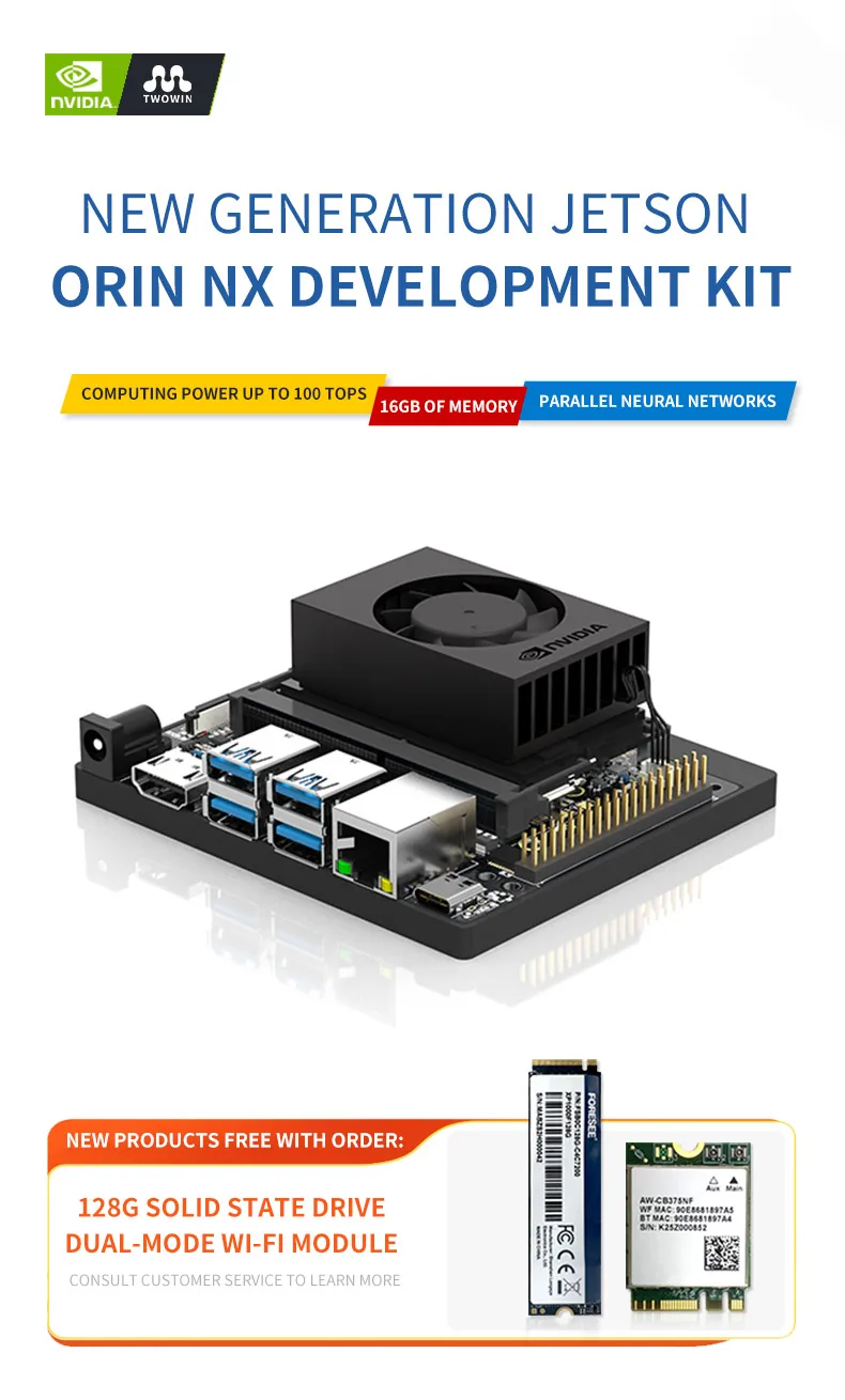NVIDIA Jetson Orin NX Super 8GB 70TOPS Ubuntu 20.04 مجموعة تطوير لوحة تطوير الذكاء الاصطناعي AI