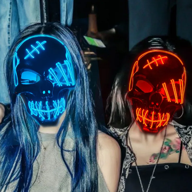 نمط جديد LED أقنعة الجمجمة مخيف حفلة تنكرية شخصيات لوازم تأثيري الجمجمة قناع رأس كول الشر الجمجمة متوهجة قناع قناع رائع