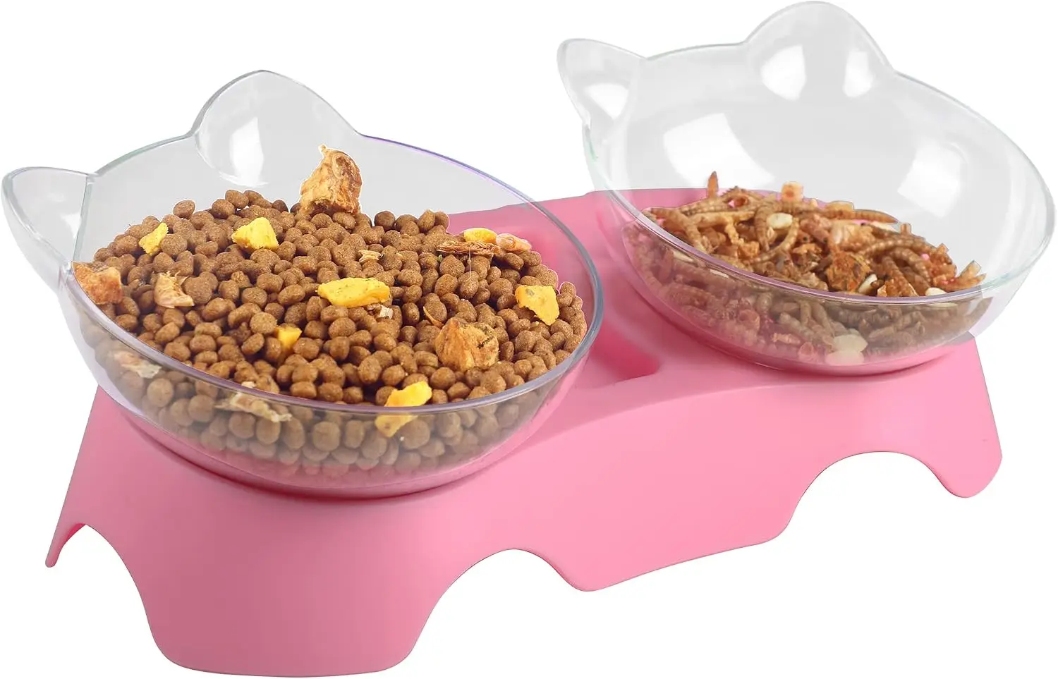 Cat Bowls, Cat Food Bowls Elevated Tilted, Anti Vomiting Kitty Bowl for Puppy and Bunny, Orthopedic Pet Bowl for Indoor. (Pink)