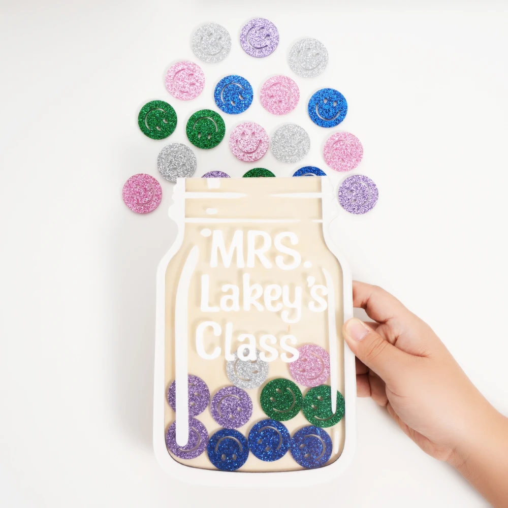 Rewards Jar Back To School With Glitter Smile 25Tokens For Kids Responsibility Award Magnetic Incentive Classroom Chore Chart