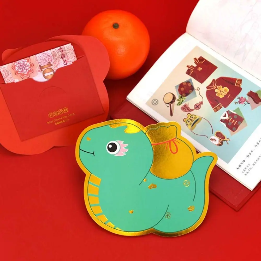 

Cartoon Snake Shape Chinese New Year Red Envelope Hot Stamping Solid Red Packet Thickened Lucky Money Bag 2025