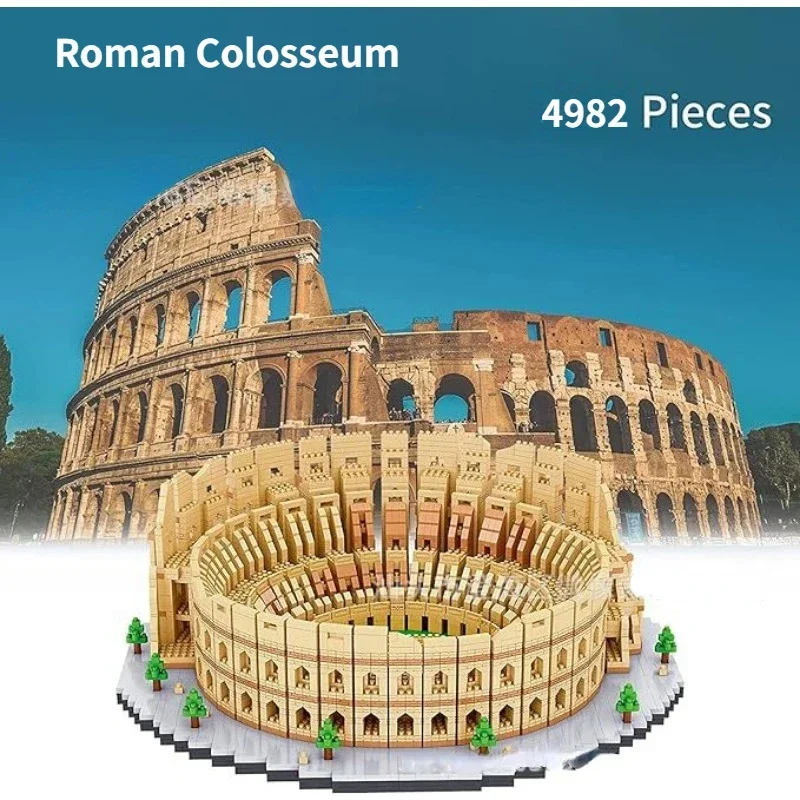 Roman Colosseum Building Model Block Diamond Particle Assembly Block Set Decoration 4982pcs Holiday Gifts Unisex Toys