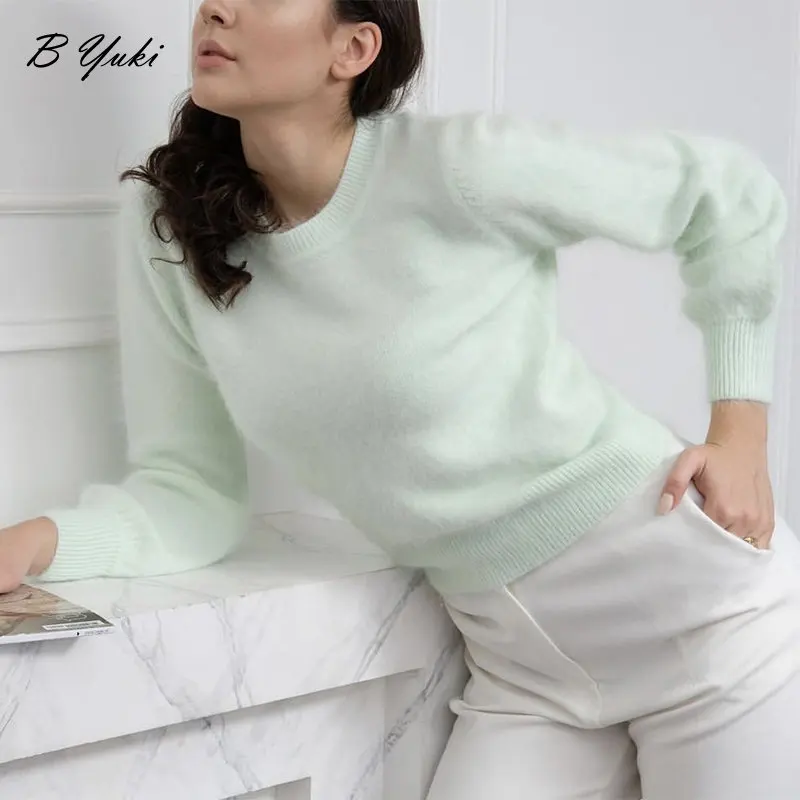 

Blessyuki Winter Warm Cashmere Knit Sweater Women Loose Casual Long Sleeve Soft Pullover Ladies High Quality Elegant Lazy Jumper