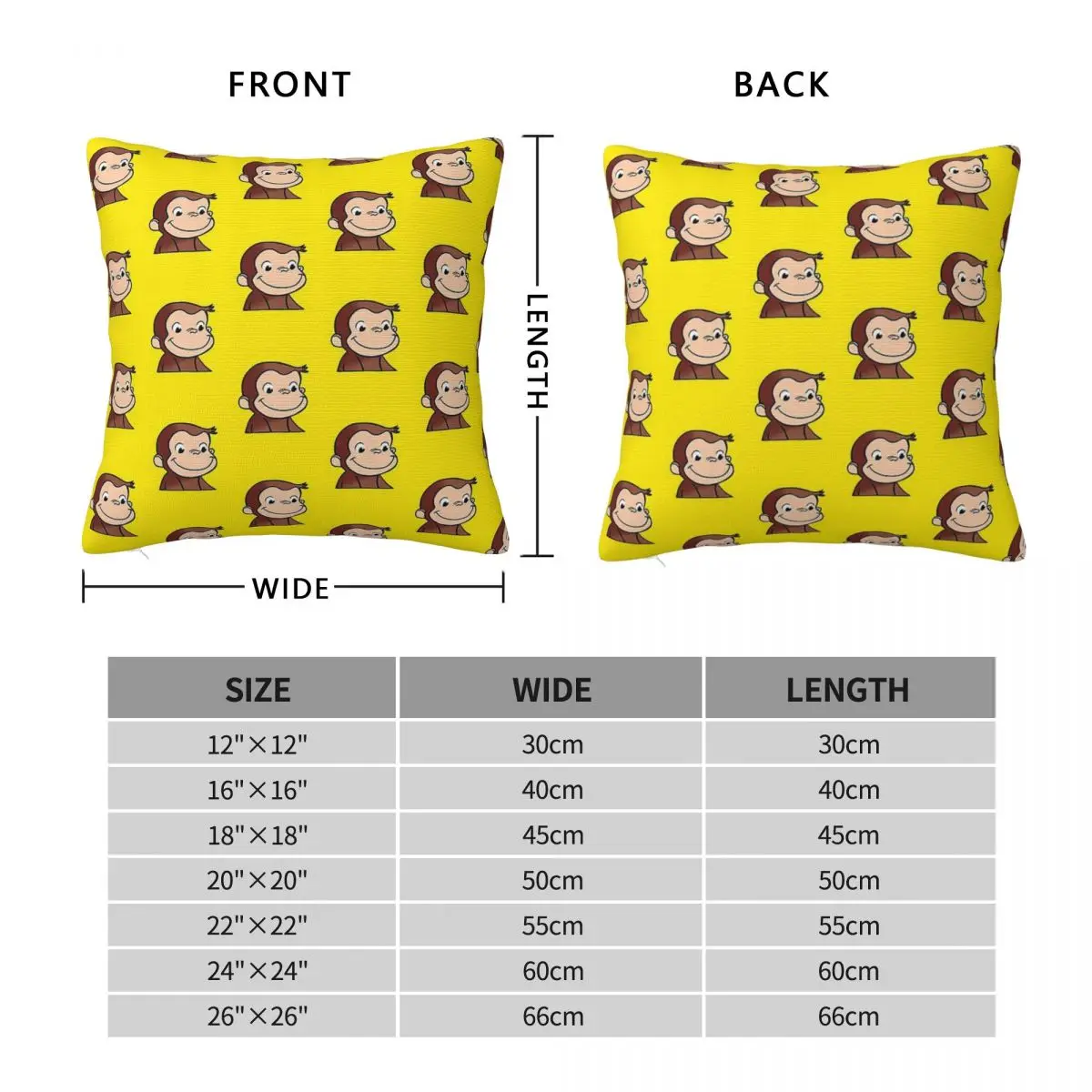 Curious George Square Pillowcase Polyester Pillow Cover Velvet Cushion Zip Decorative Comfort Throw Pillow For Home Sofa