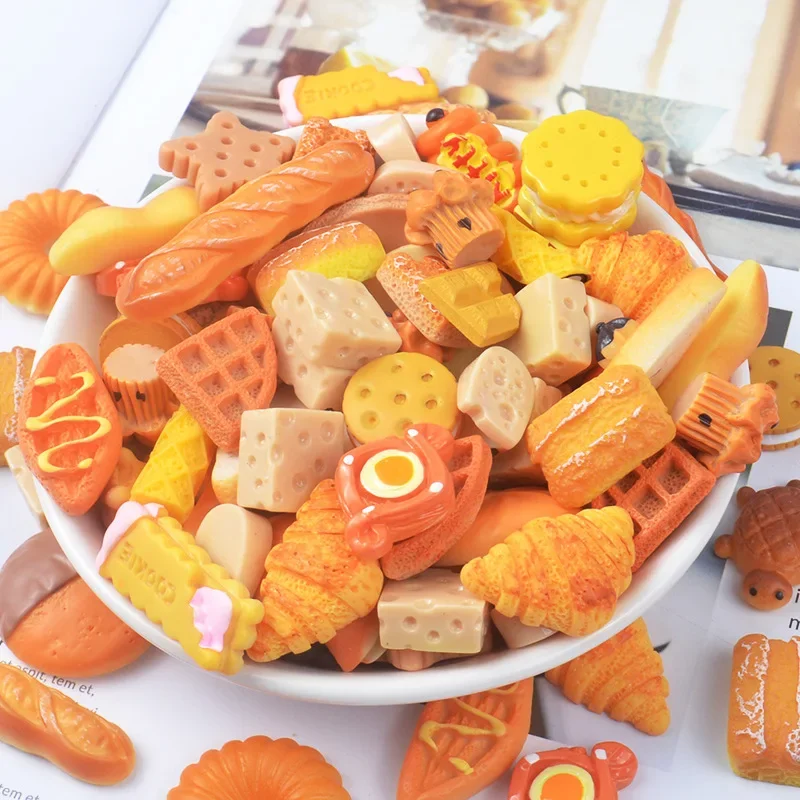 10 Pcs Simulation Bread Cheese Biscuit DIY Jewelry Accessories Doll House Decorations Looks Delicious