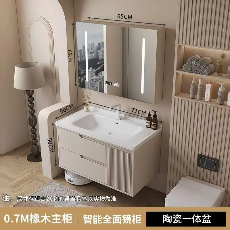 Новый керамический интегрированный умывальник из кремового дуба