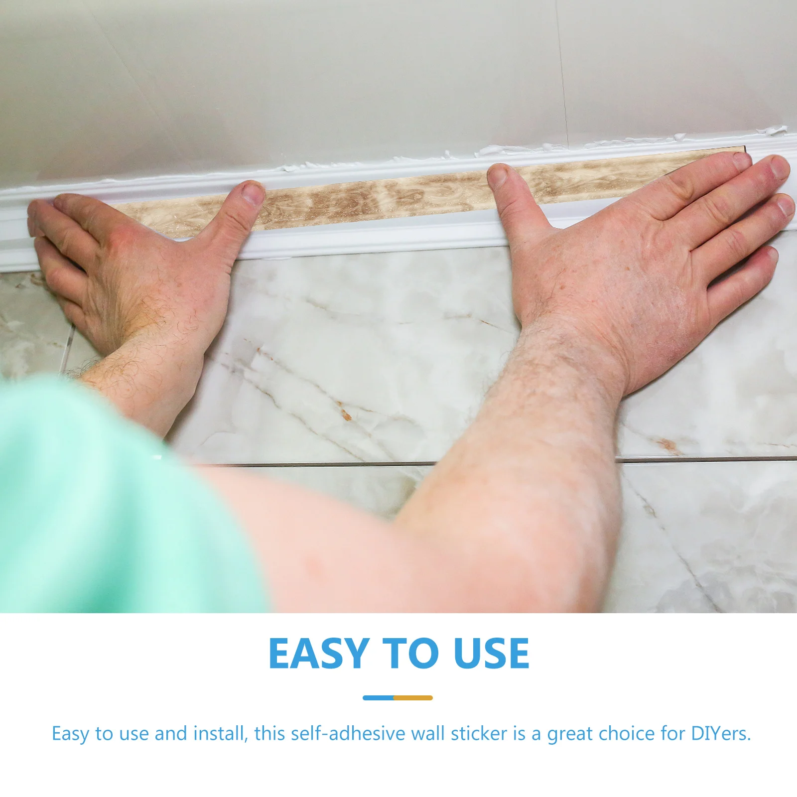 2 Rolls Waist and Baseboard Molding Trim Self Adhesive Flexible Peel and Stick Trim Caulk Strip Corner Wall Edge Ceiling