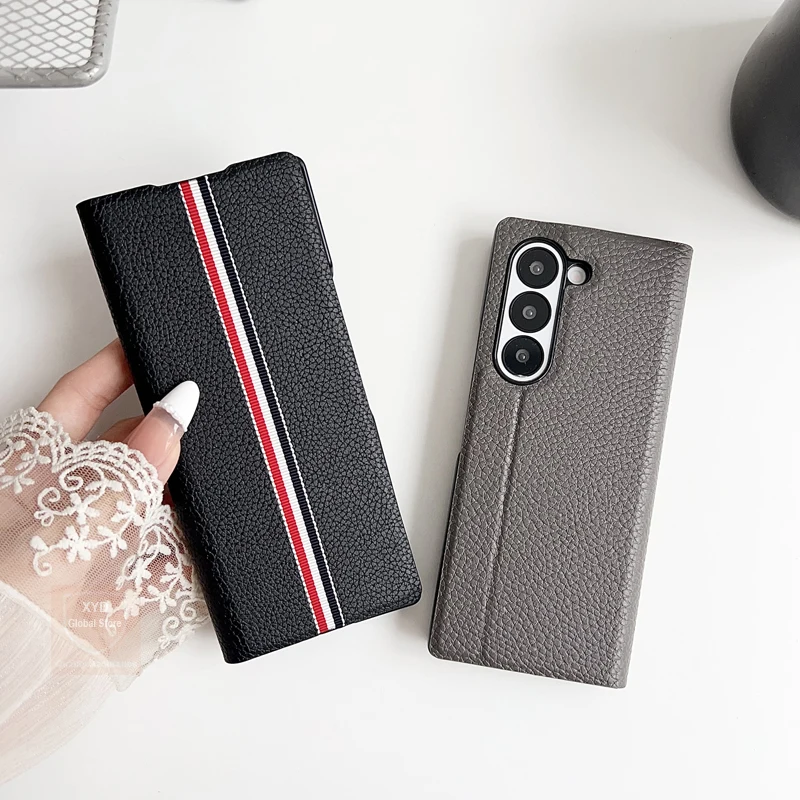 

Роскошный кожаный чехол для Samsung Galaxy Z Fold6, чехол-раскладушка для телефона Galaxy Z Fold6 Z Fold 6 360, двойная боковая крышка, кожаная сумка