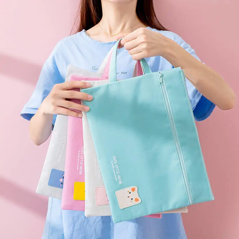 A4 File Bag File Folder Documents File Bag Stationery Filling BAG School Office Storage File Pouch Holder Zipper Bag 8 Colors