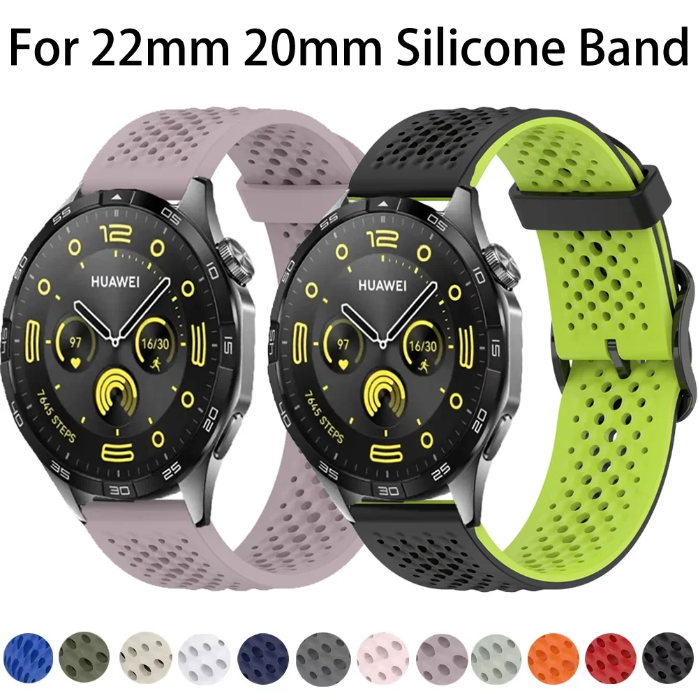 Correa de silicona de 20mm y 22mm para Huawei Watch GT5 4 3 2 46mm/4 3 Pro, pulsera para Samsung Galaxy Watch 7/6/5/4/Classic 44 40mm