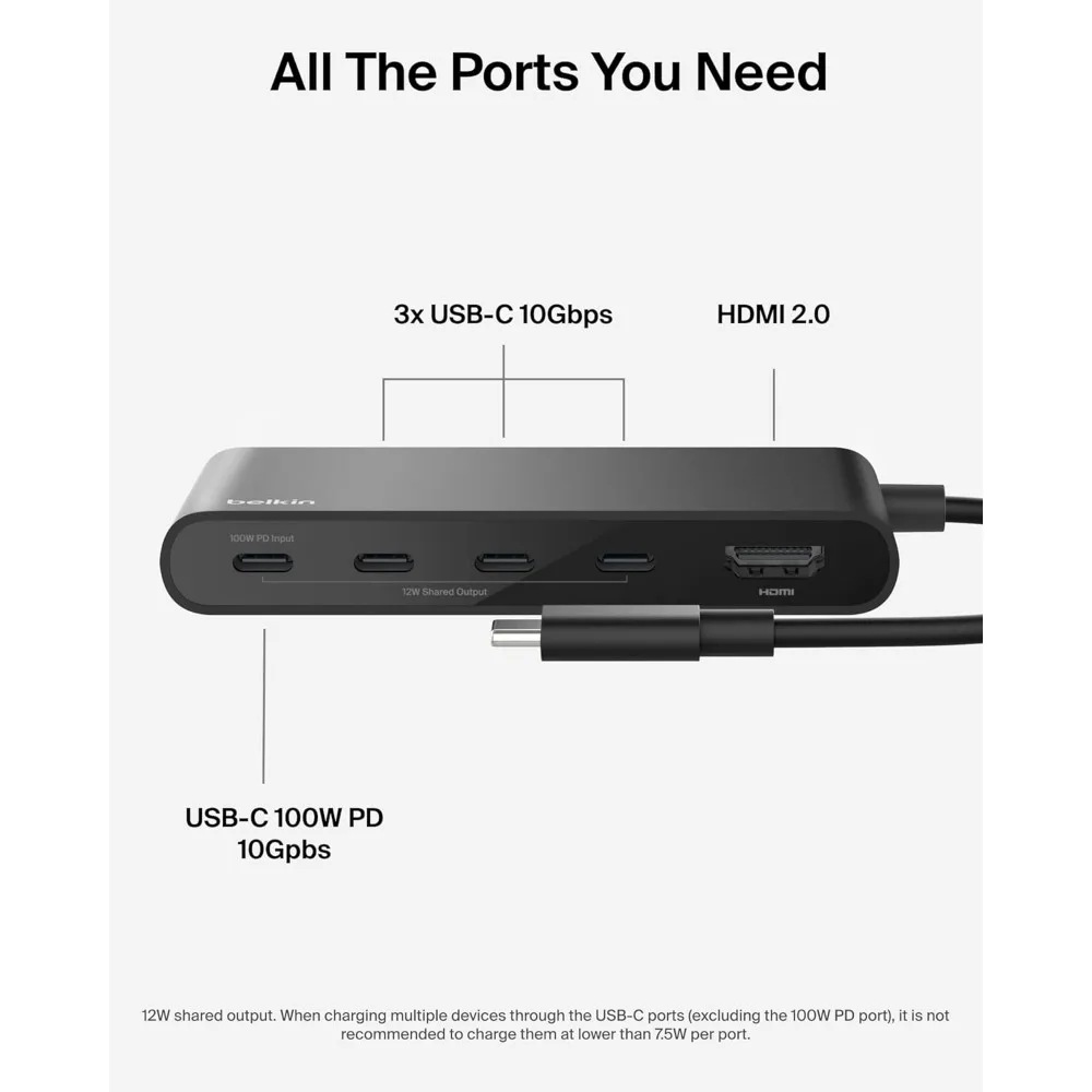 Hub USB C de 5 puertos con 4K HDMI, 100 W PD, transferencia de datos de 10 Gbps para MacBook, iPad Pro y más