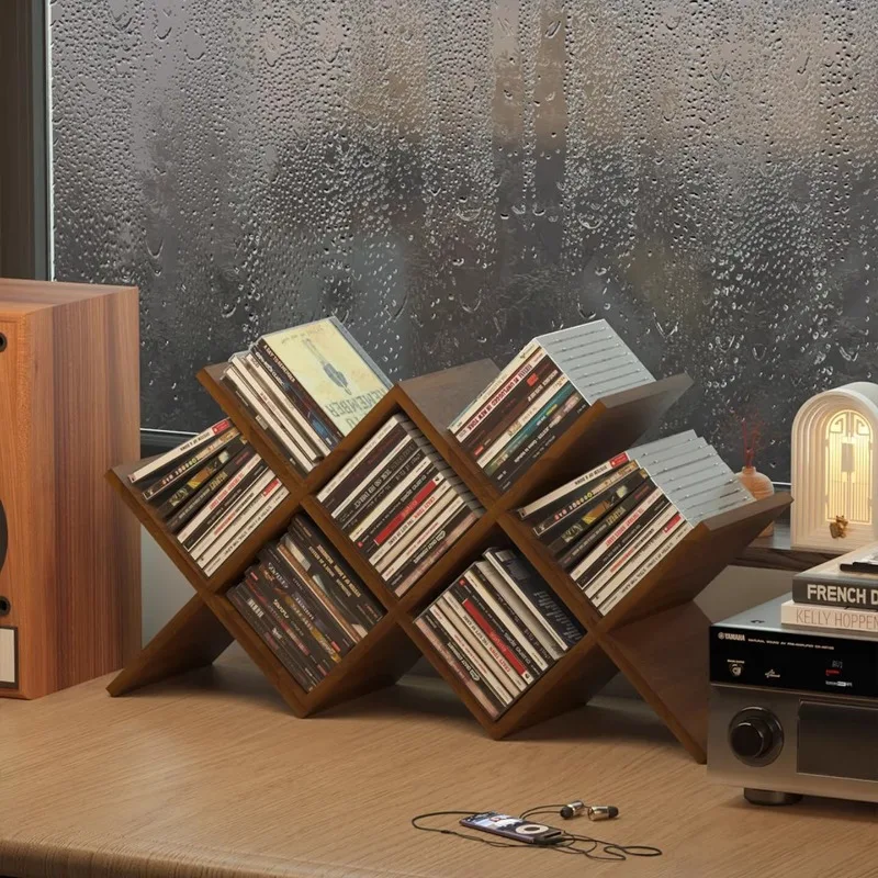 

Коробка для хранения компакт-дисков из черного ореха, настольный органайзер с несколькими слотами для дисков, подставка-витрина для книжной полки, спальни, офиса