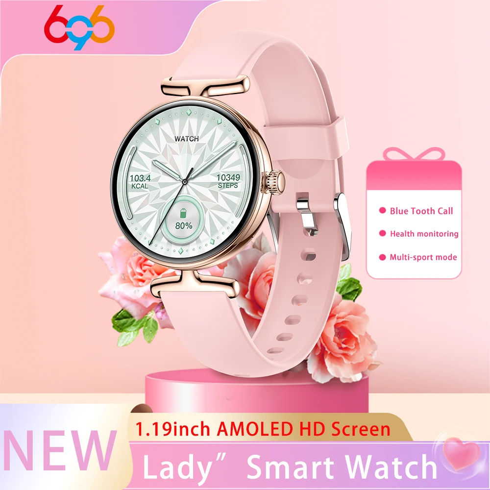 

New AMOLED Screen Women Blue Tooth Call Smart Watch Health Monitoring Heart Rate Sports Bracelet Music Waterproof Smartwatch