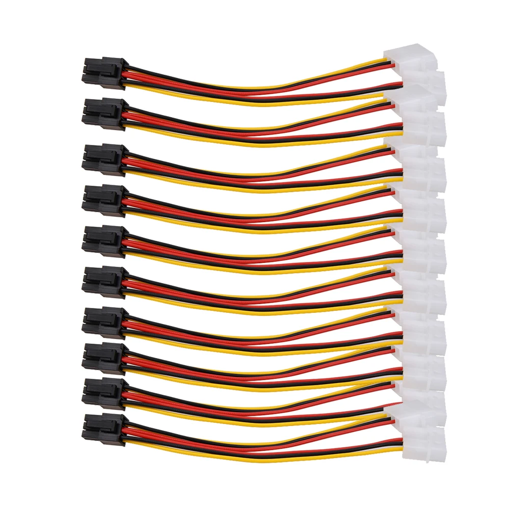 Адаптер преобразователя питания Molex (4 Pin) в PCI-E (6 Pin), 10 шт.