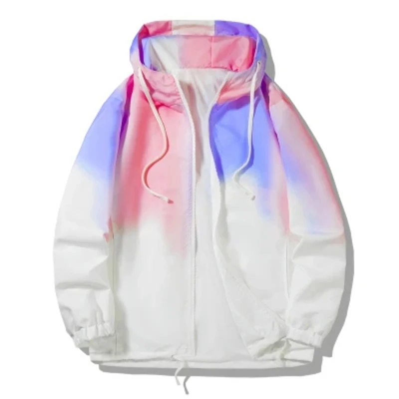 Summer Rainbow Jacket Men Women  Hooded Windbreaker Clothing Male Comfortable Clothes Plus Size 4XL Streetwear 2024