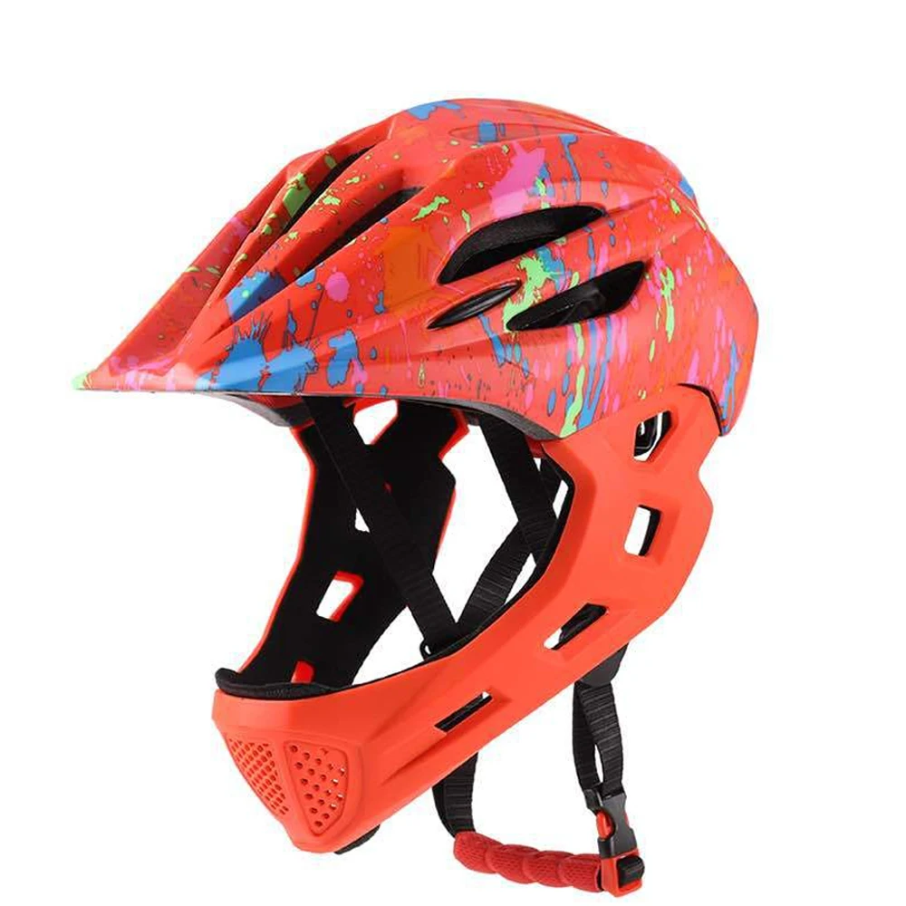 2-in-1 Adjustable Breathable Kids Bike Helmets Toddler Lightweight Full Face Bicycle Helmets with LED Light & 16 Vents