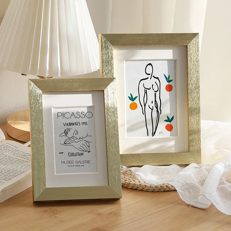 Modern Minimalist  Wood Photo Frame Stand 6 7 8 10 Inch A4 Gold Hanging Wall Work Home Decoration Picture Frame