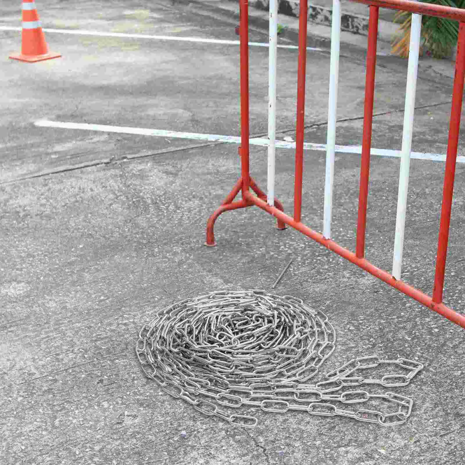 Heavy Duty Chain Lock Safety Fence Decor Galvanized Iron Driveway Barrier Parking