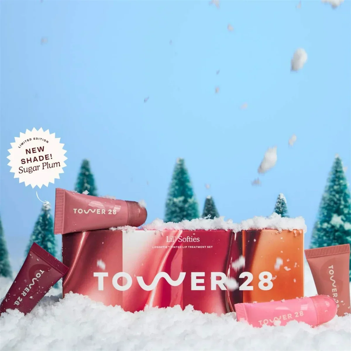 Tower 28 Beauty Mini Lil Softies Tinted Lip Balm Sugar Plum Deep Moisturizing Smoothing Lip Lines Daily Lip Care 4 * 5g