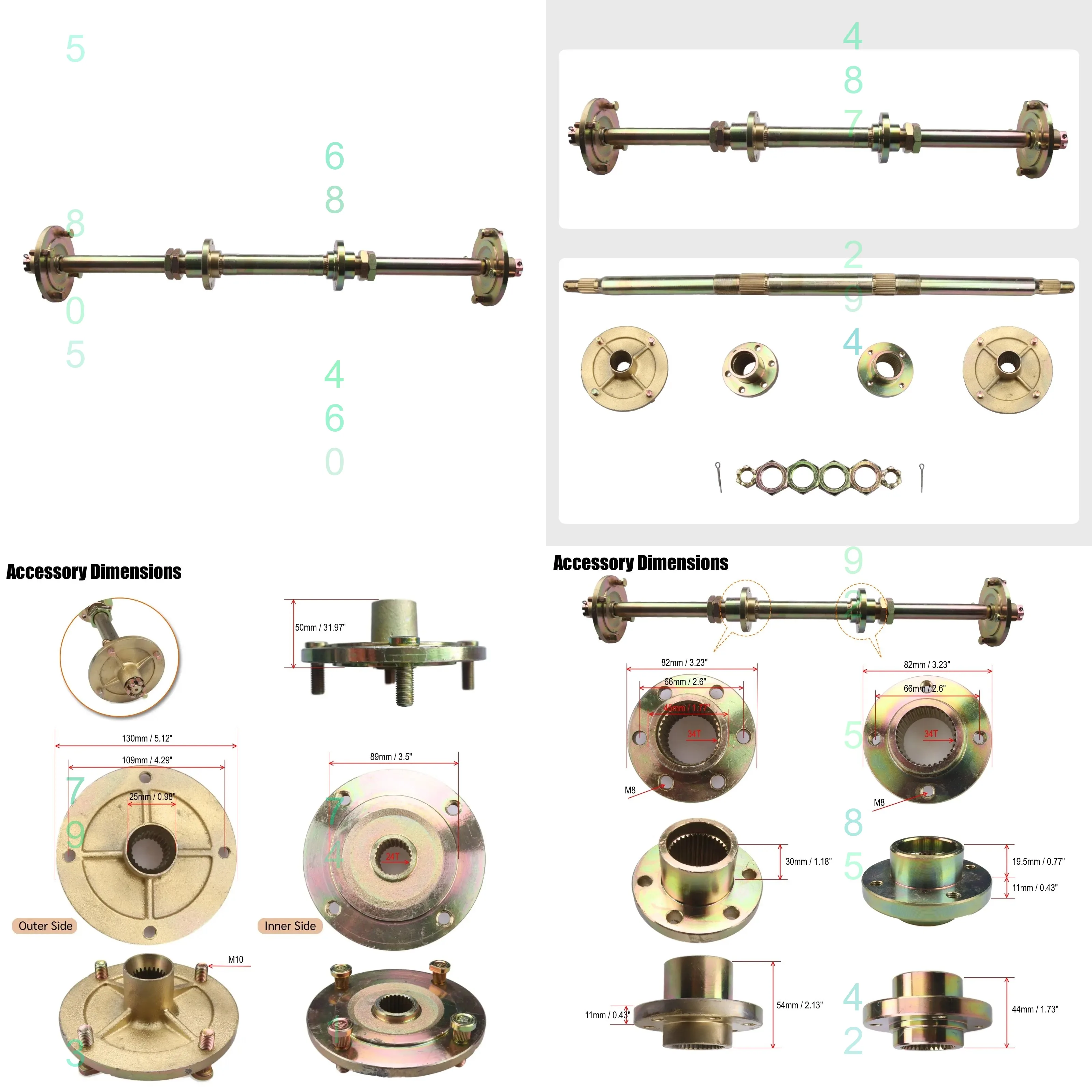 820mm Rear Axle Fixing Bracket Flange Kit for 150cc-250cc ATV UTV Off-Road Quad Bike Shock-Proof Frame Accessories